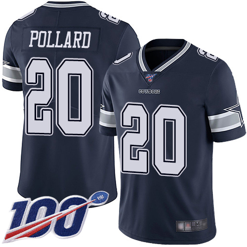 Men Dallas Cowboys Limited Navy Blue Tony Pollard Home 20 100th Season Vapor Untouchable NFL Jersey